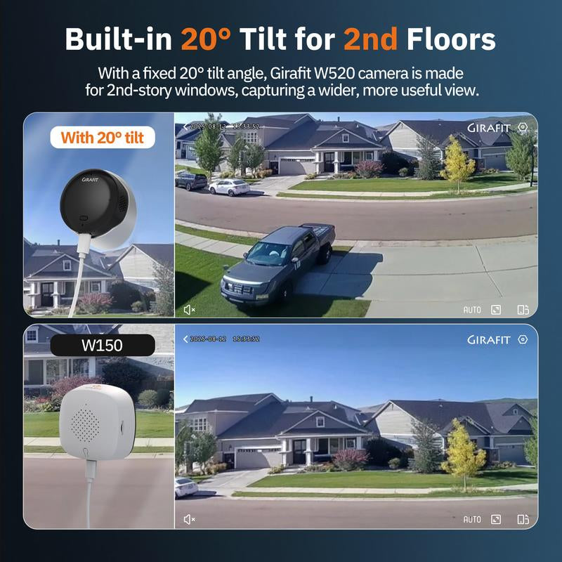Girafit 2K Second Floor Window Camera, Chromax AI Color Night Vision, 2.4Ghz & 5Ghz Wi-Fi Indoor Security Cameras, Person & Motion Detection, 24/7 Recording, Easy & Quick Install, Microsd Card Local Monitoring